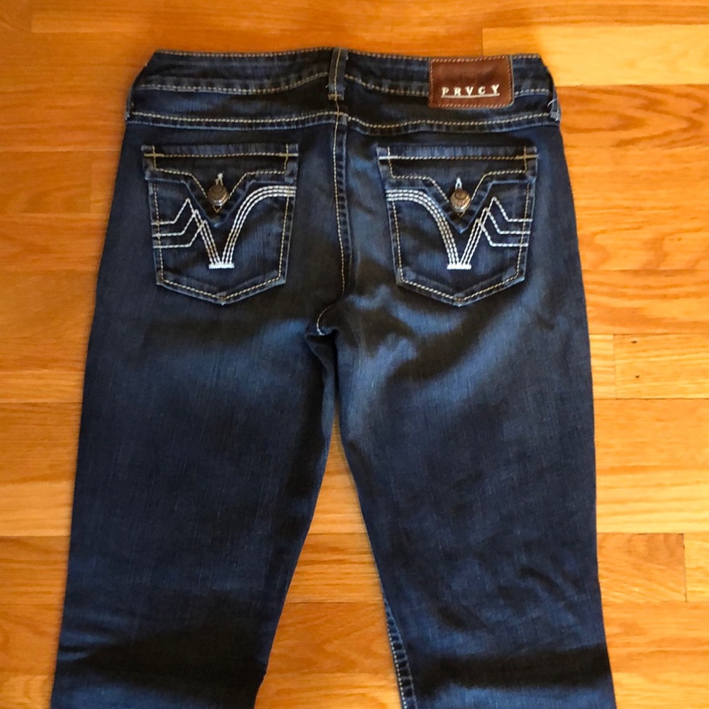 PRVCY jeans size 27 flared leg stitched pocket